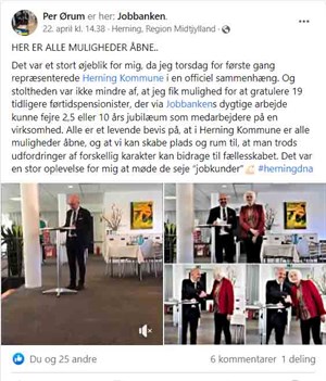Facebookopslag Per Ørum Jobjubilaeum